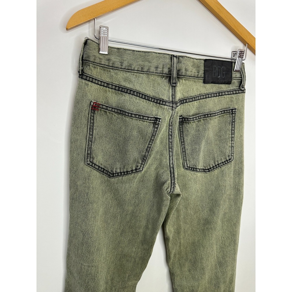 BDG Cowgirl Jean Green Acid Wash Distressed Straight Leg Raw Hem Denim Size 25 - Picture 12 of 14